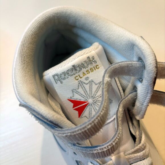 Reebok Women's Classic Freestyle Hi High Top White Leather Sneakers Size 7.5 - Picture 9 of 12